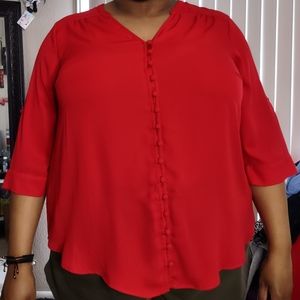 torrid red button up blouse